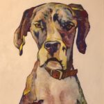 colorful rendering of a stoic looking Great Dane named Brutus